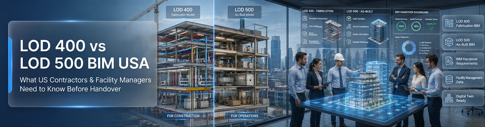 LOD 400 vs LOD 500: What US Contractors & Facility Managers Need to Know Before Handover 