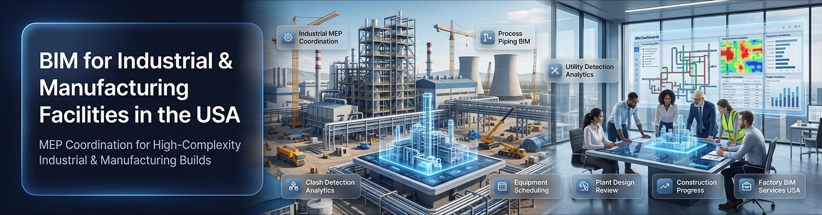 BIM for Industrial & Manufacturing Facilities in the USA: MEP Coordination for High-Complexity Builds
